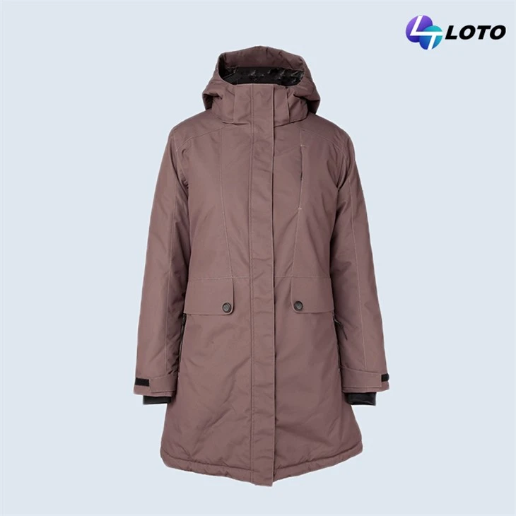 ladies long black puffer coat